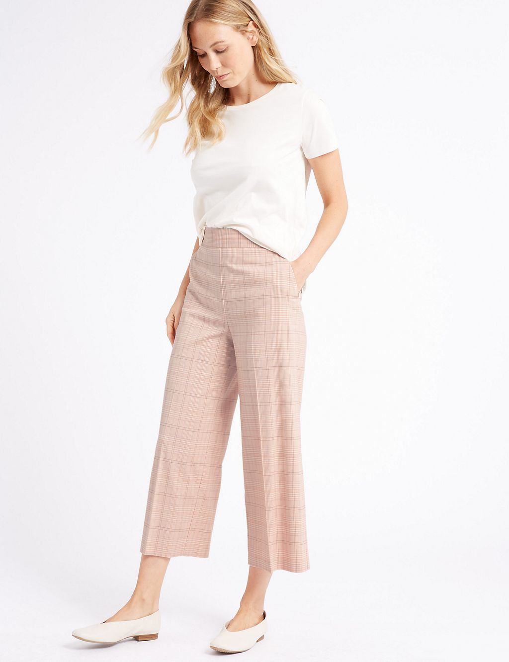 Checked Cropped Wide Leg Trousers 2 of 6