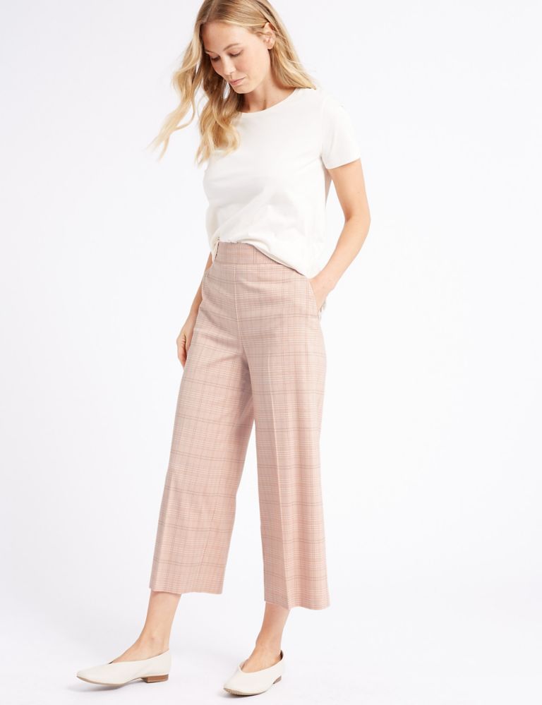 Checked Cropped Wide Leg Trousers 3 of 6