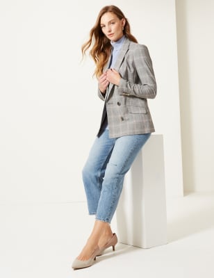 Marks and spencer checked on sale blazer