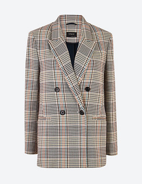 Checked Double Breasted Blazer Image 2 of 5