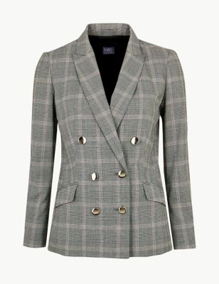 Checked Double Breasted Blazer Image 2 of 6