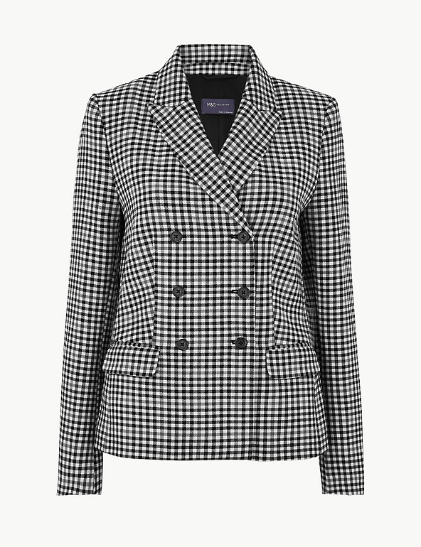 MARKS AND SPENCER CHECKED DOUBLE BREASTED BLAZER SIZE 18 BNWT