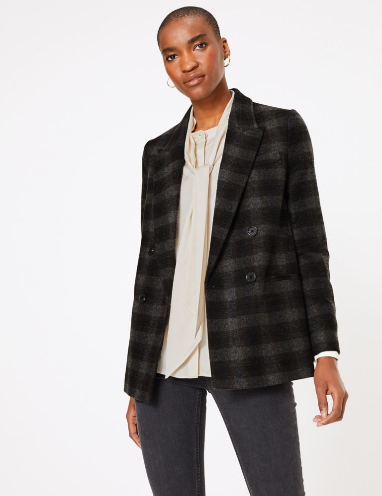 Checked Double Breasted Blazer | Autograph | M&S