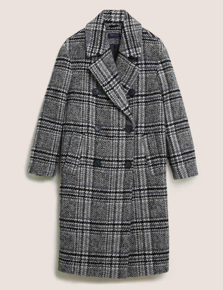 Checked Double Breasted Coat with Wool 2 of 4