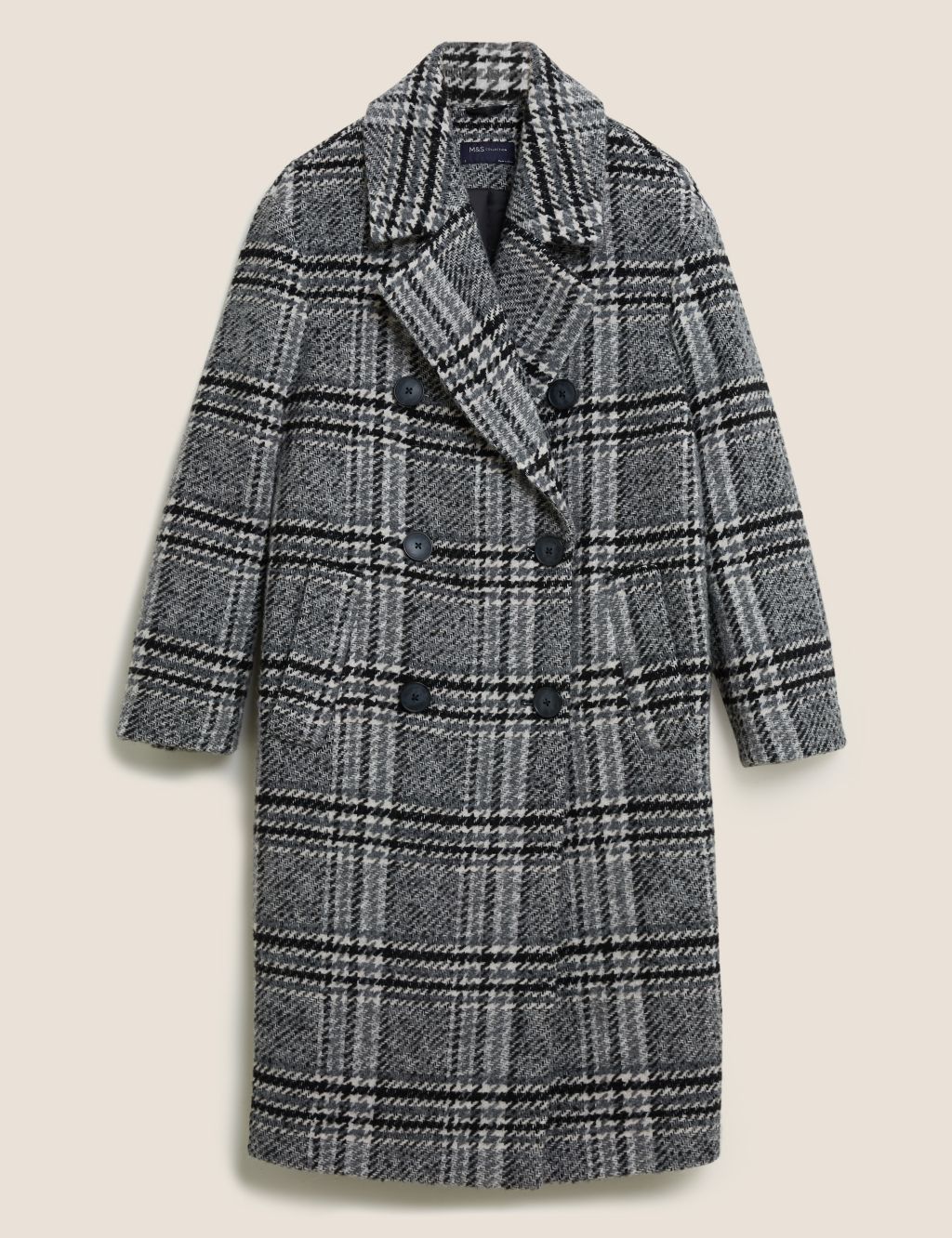 Checked Double Breasted Coat with Wool | M&S Collection | M&S