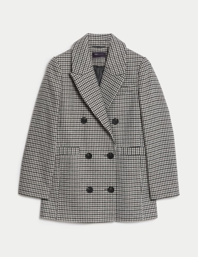 Checked Double Breasted Short Coat M S Collection M S