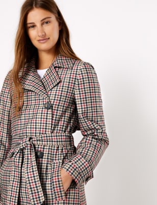 Checkered trench coat store womens