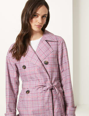 marks and spencer checked coat