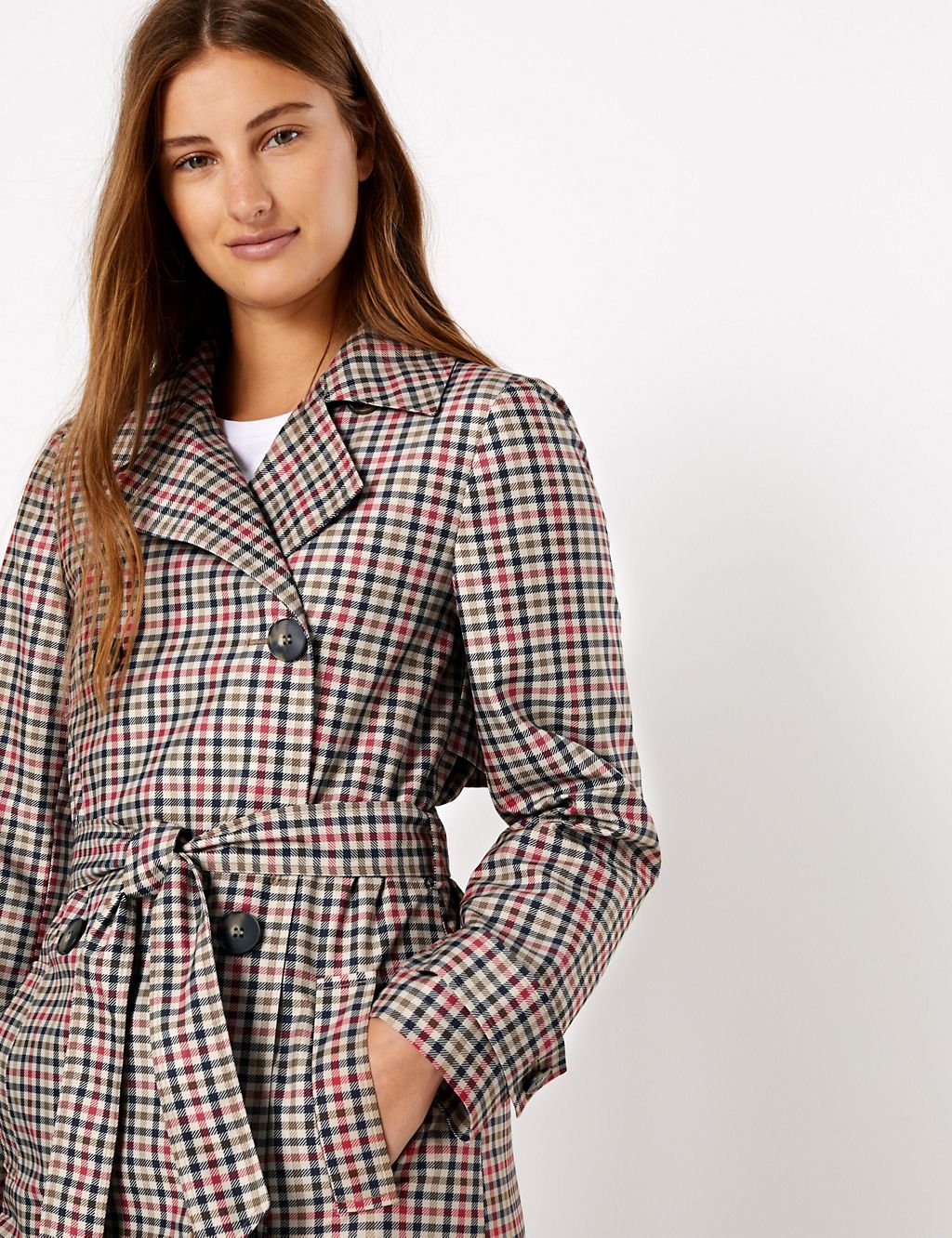 Checked Double Breasted Trench Coat 7 of 11