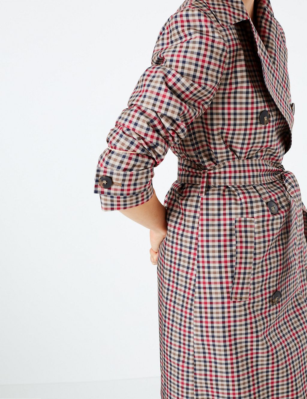 Checked Double Breasted Trench Coat 5 of 11