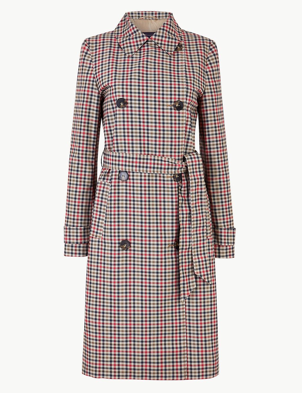 Checked Double Breasted Trench Coat 1 of 11
