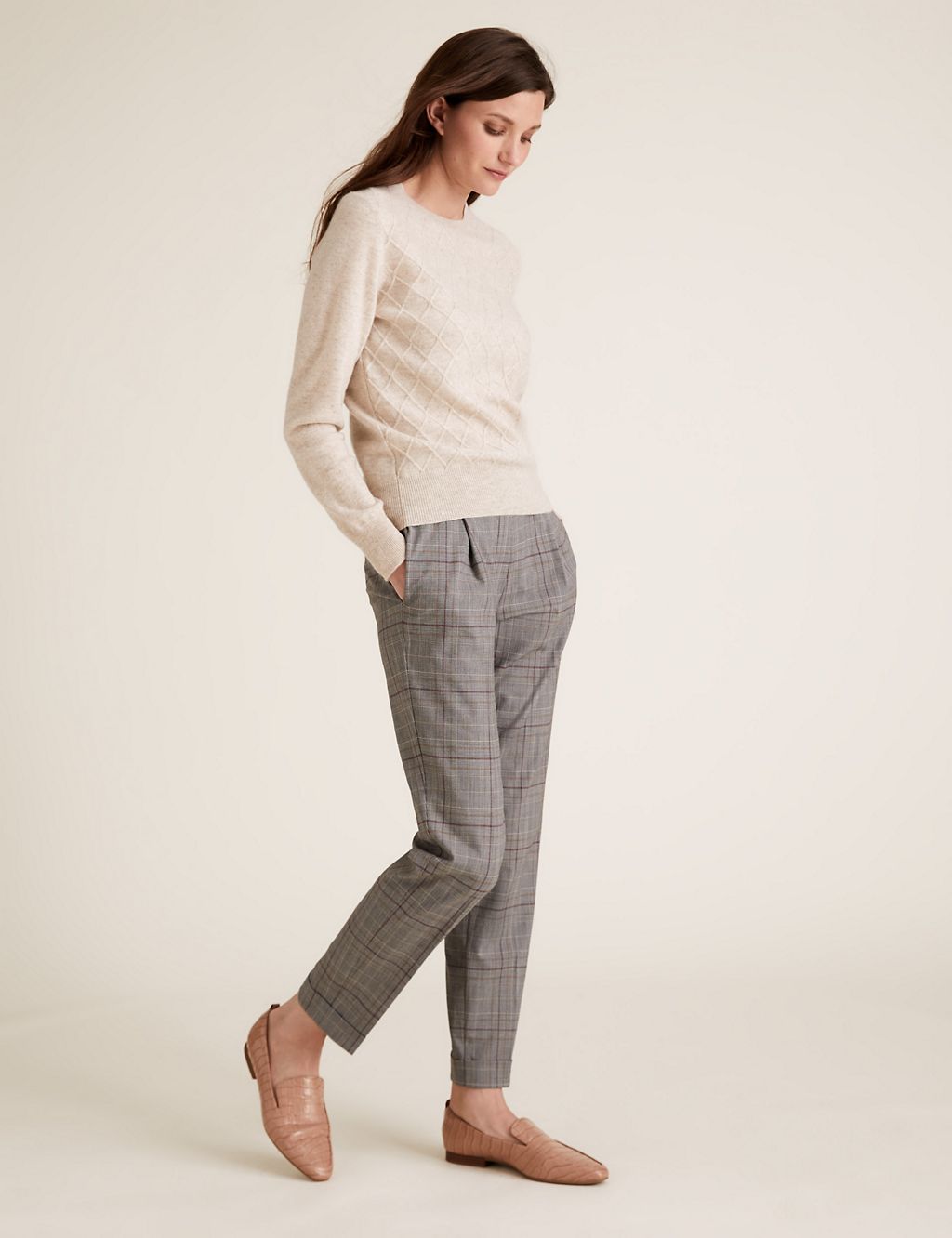 Checked Drawstring Tapered Trousers 3 of 5