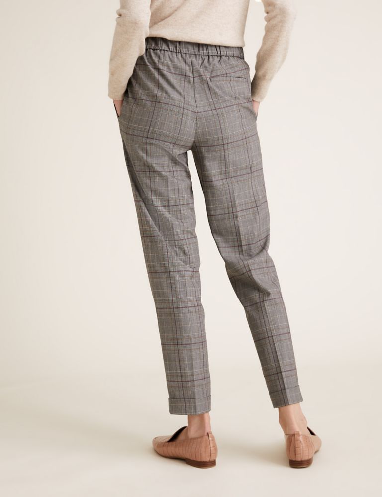 Checked Drawstring Tapered Trousers 3 of 5