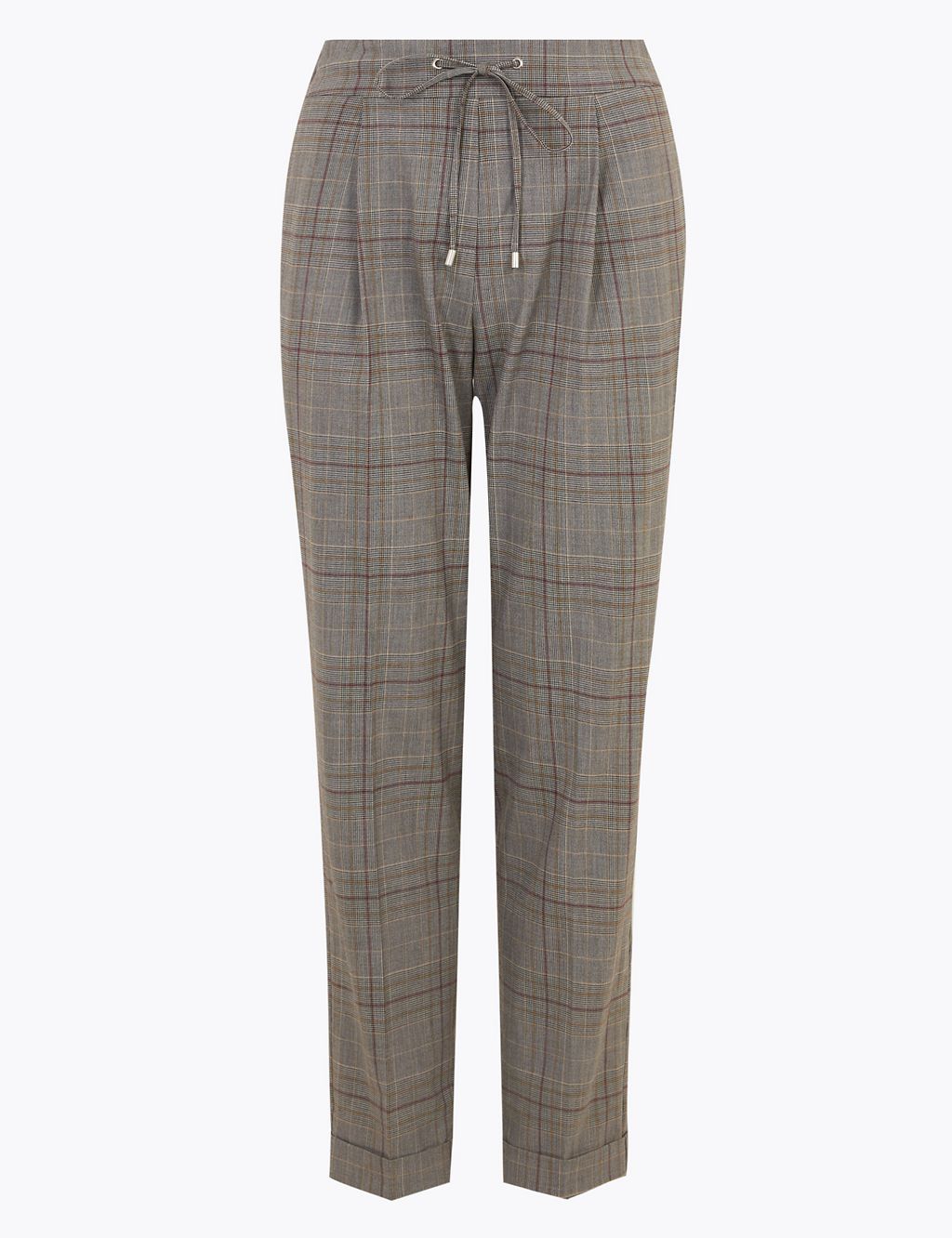 Checked Drawstring Tapered Trousers 1 of 5