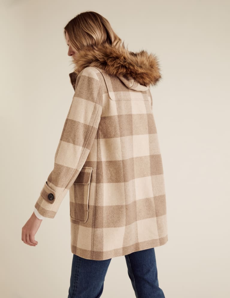 Checked Duffle Coat with Wool M S Collection M S