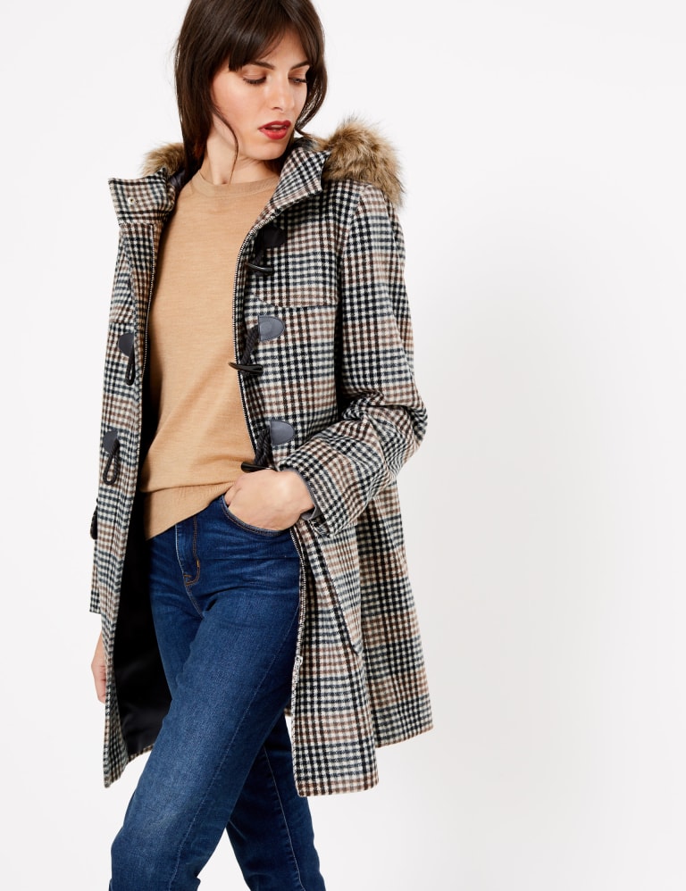 Checked Duffle Coat M S Collection M S