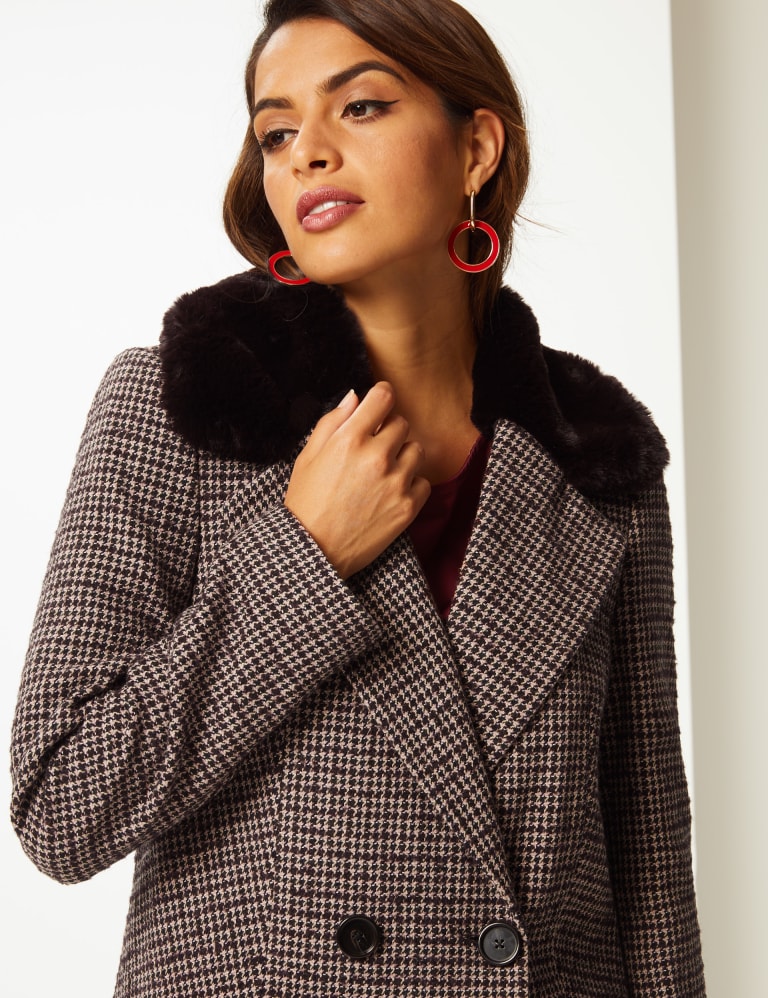 Per una double breasted faux fur coat outlet