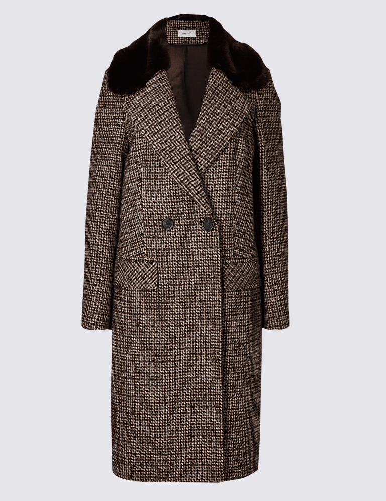 Per una double hot sale breasted faux fur coat