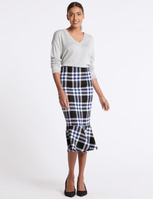 marks and spencer checked skirt