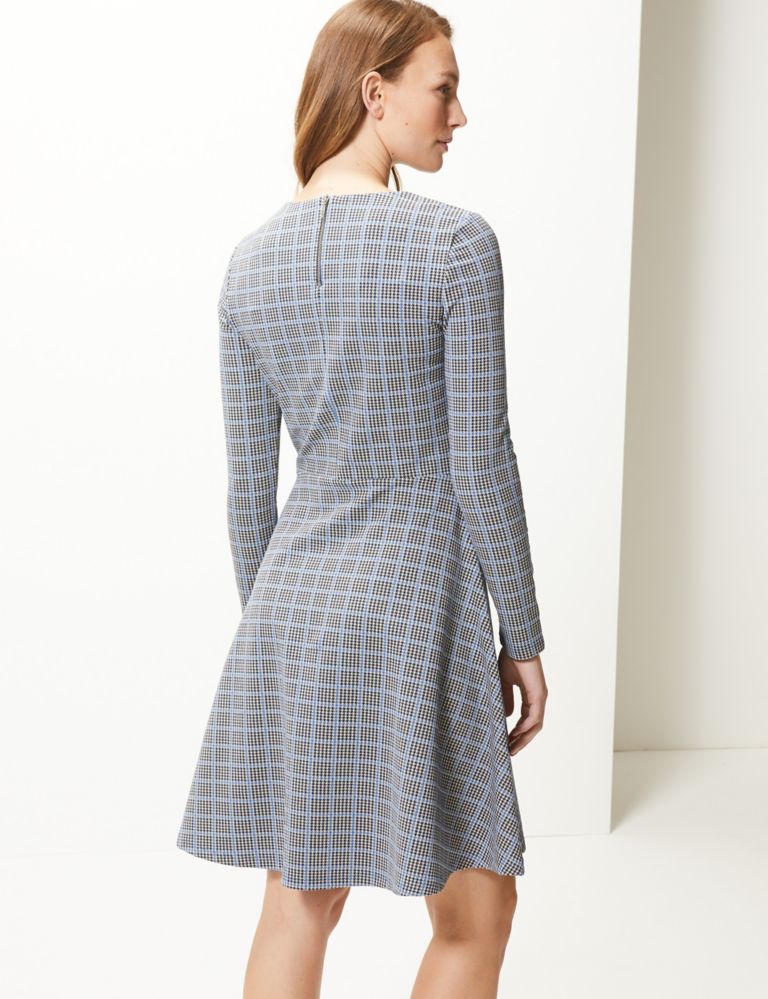 Checked Fit & Flare Knee Length Dress 4 of 4