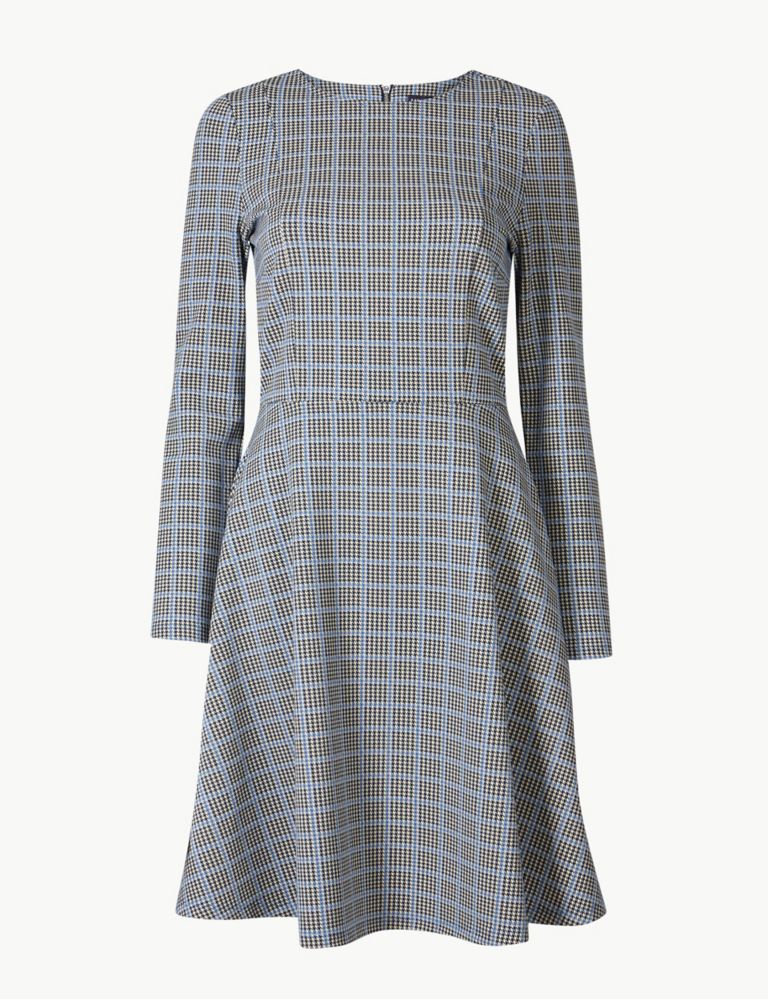 Checked Fit & Flare Knee Length Dress 2 of 4