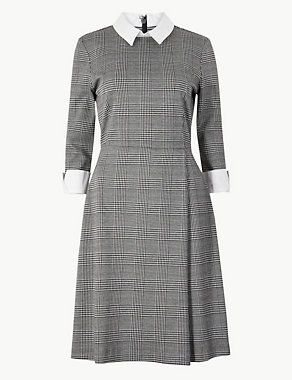 Checked Fit & Flare Midi Dress Image 2 of 4