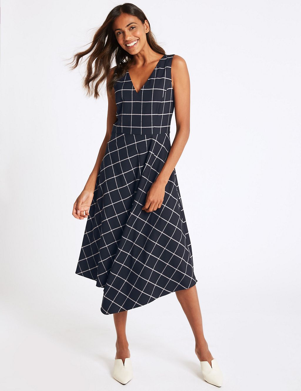 Checked Fit & Flare Midi Dress 3 of 5