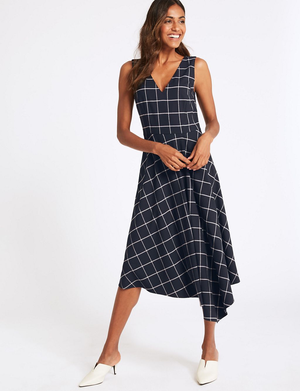 Checked Fit & Flare Midi Dress 2 of 5