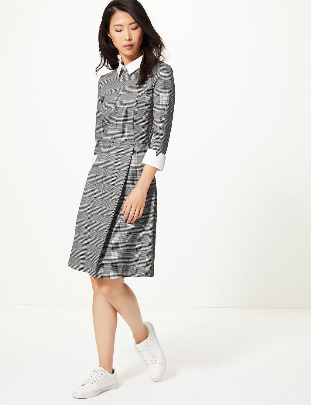 Checked Fit & Flare Midi Dress 3 of 4