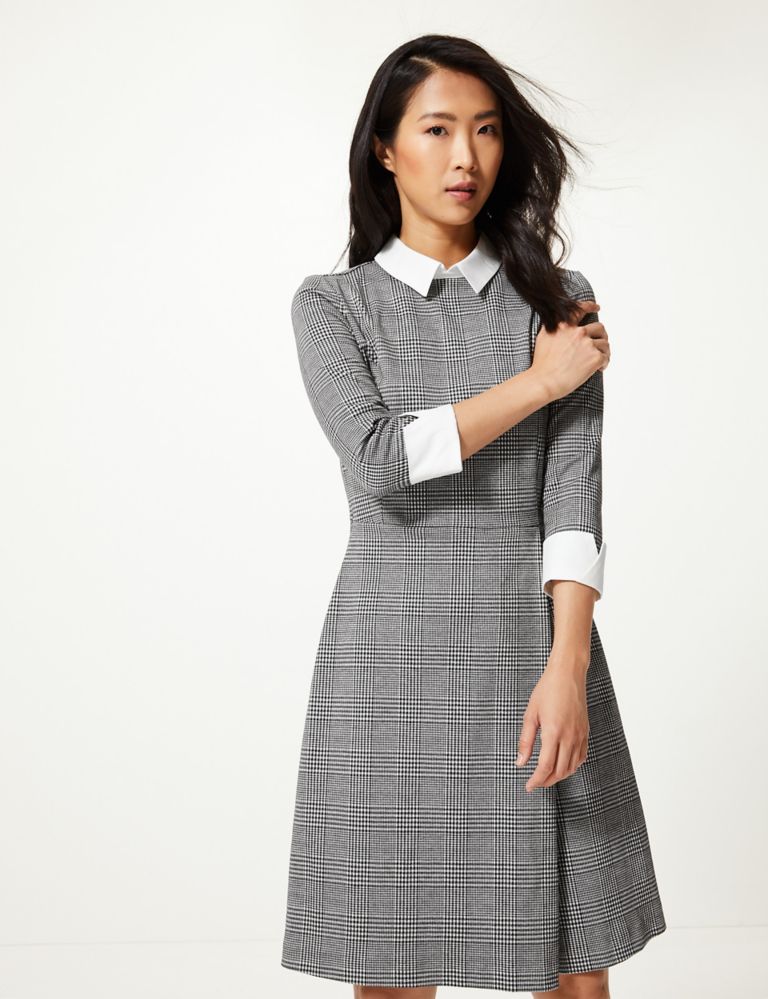 Checked Fit & Flare Midi Dress 3 of 4