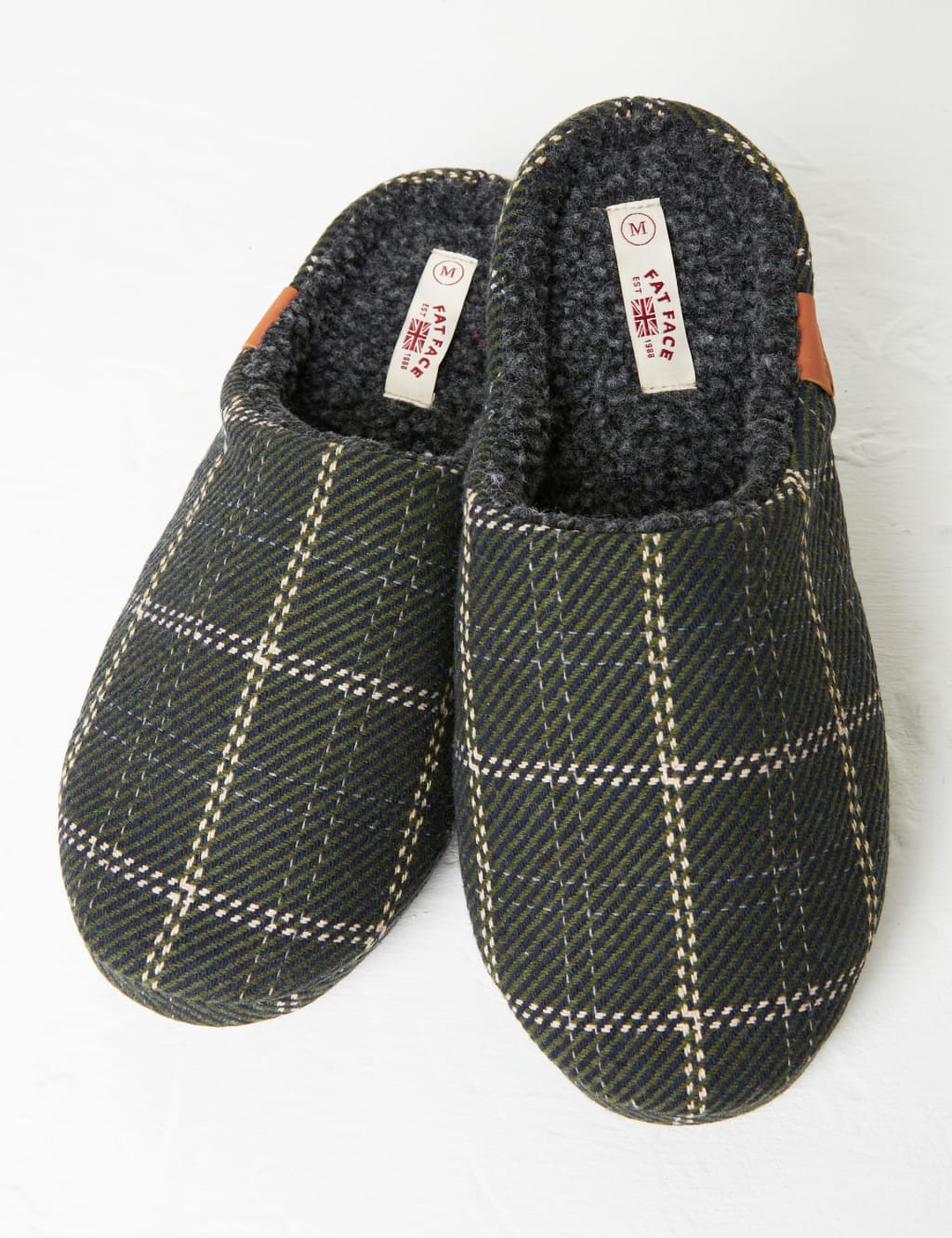 Checked Fleece Lined Mule Slippers FatFace M S