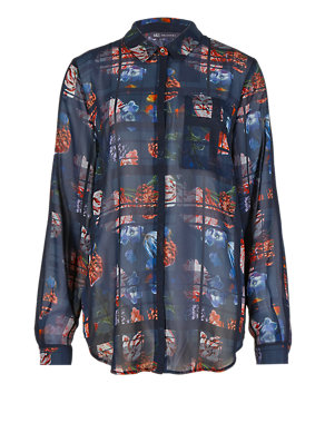 Checked Floral Tapestry Blouse Image 2 of 4