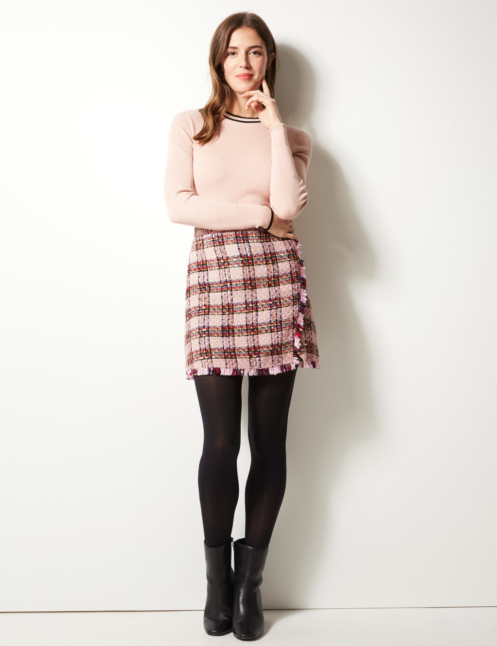 Fringe wrap skirt hot sale plaid