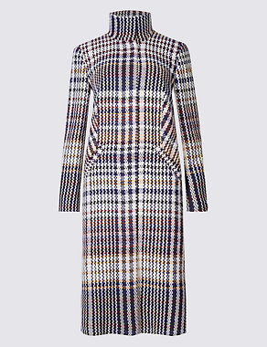 Checked Funnel Neck Coat Image 2 of 4