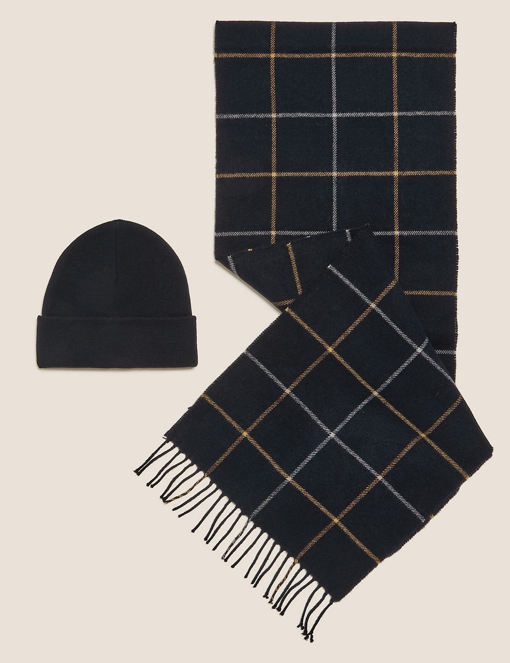 Checked Hat and Scarf Set 1 of 4