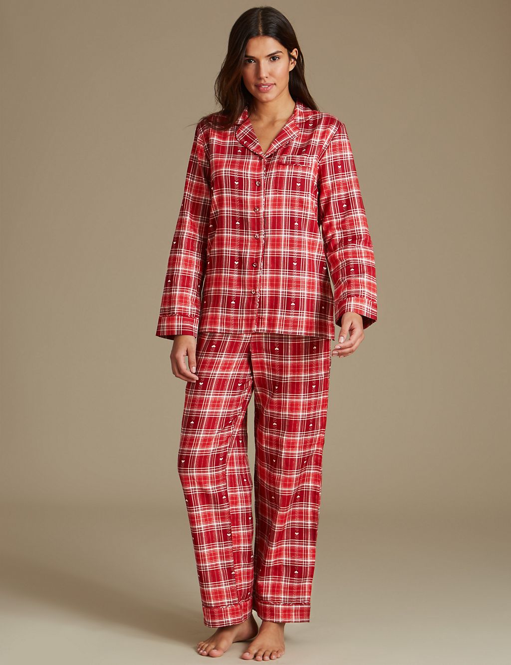 Checked Heart Revere Long Sleeve Pyjama Set 3 of 7