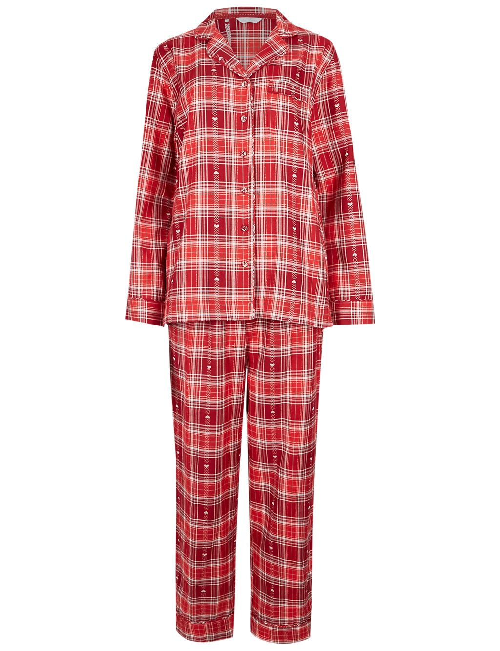 Checked Heart Revere Long Sleeve Pyjama Set 4 of 7