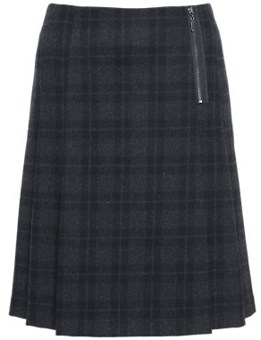Checked Kilt Mini Skirt with New Wool Image 2 of 6