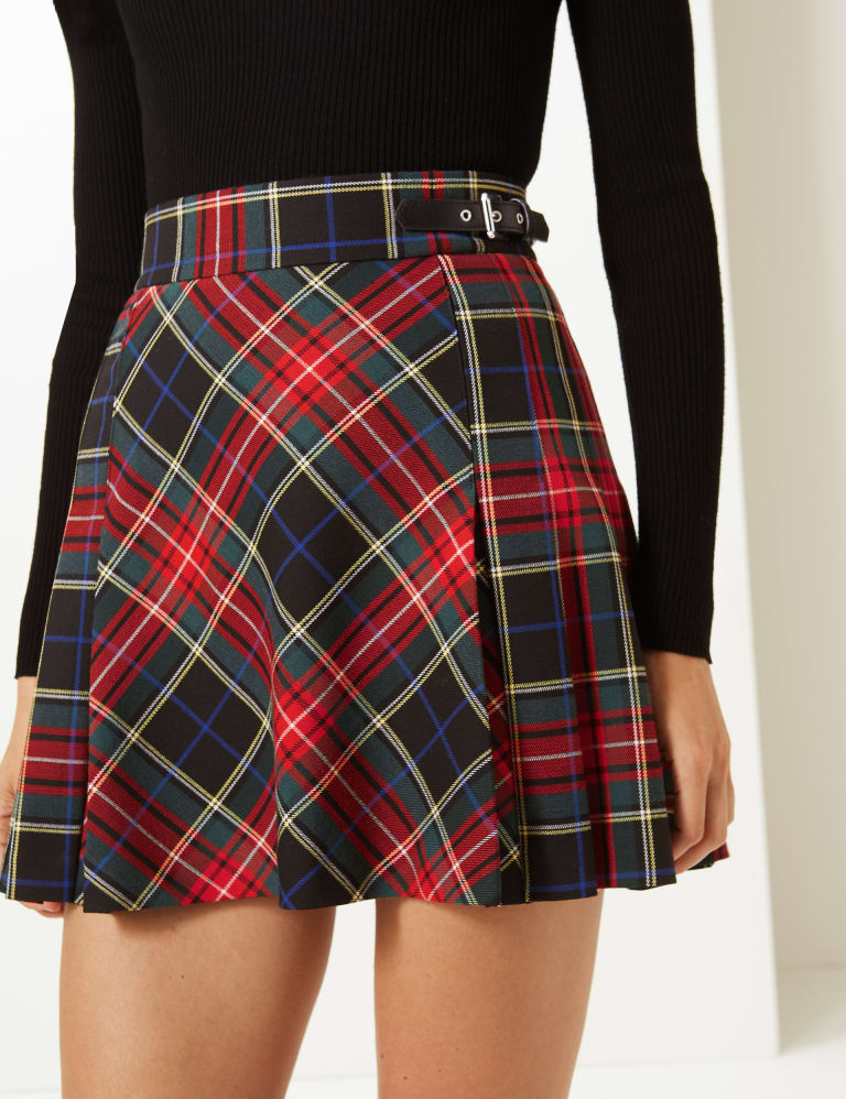 Checked Kilt Mini Skirt M S Collection M S