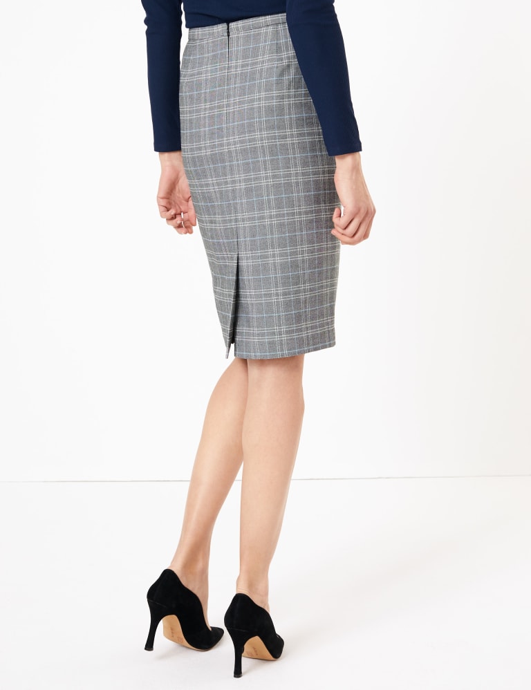 Checked Knee Length Pencil Skirt M S Collection M S