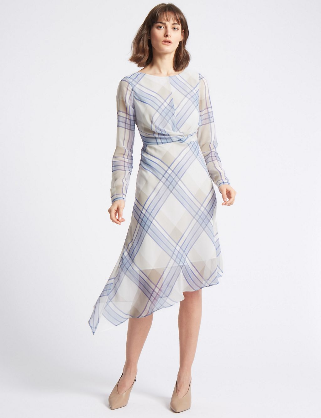 Checked Knot Front Tunic Midi Dress 3 of 5