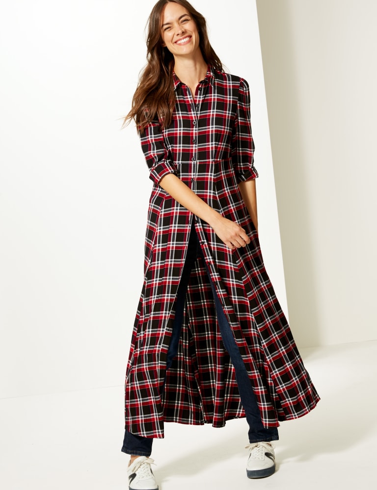 Long sleeve shirt top maxi dress