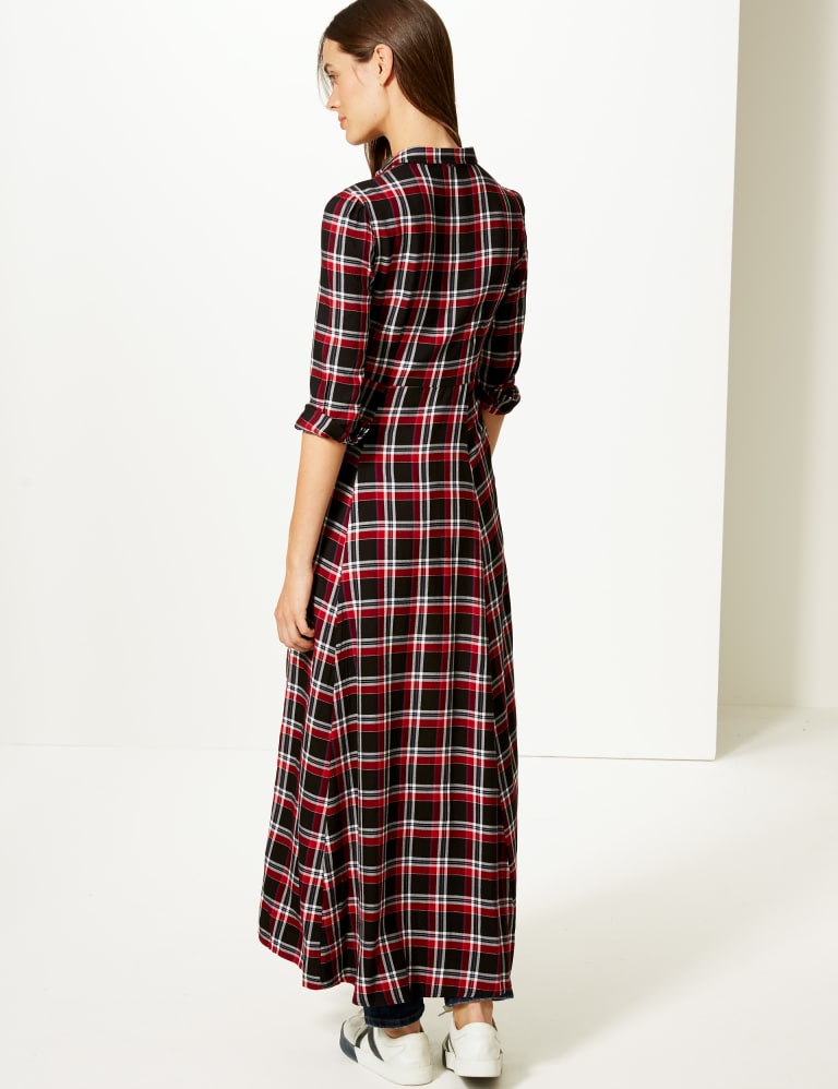 Check long sleeve dress store