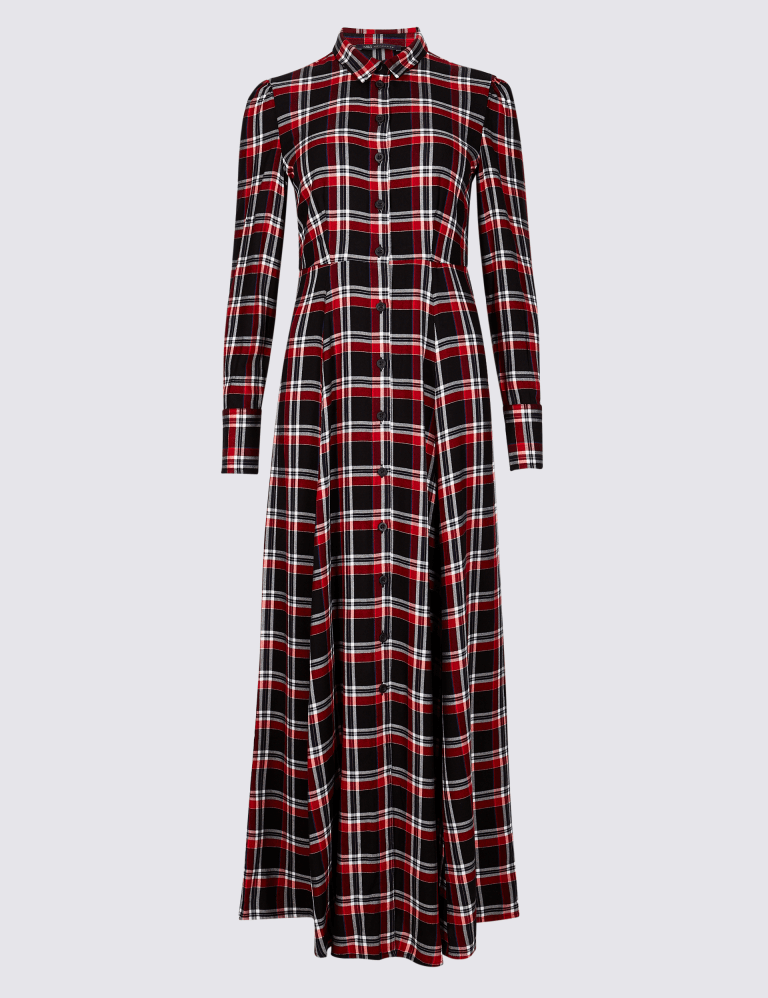 Checked long dress shop