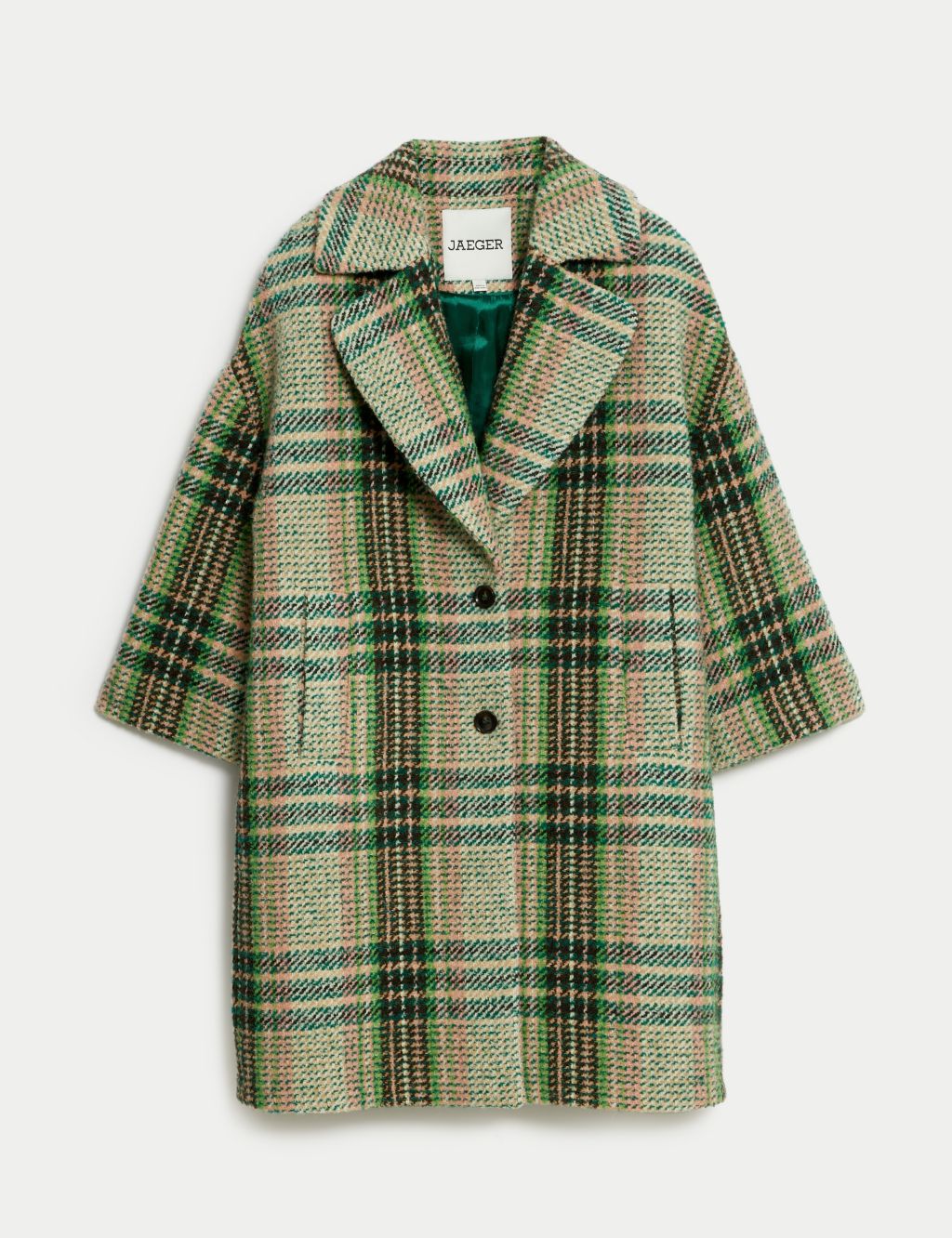 Checked Longline Boyfriend Coat with Wool | JAEGER | M&S