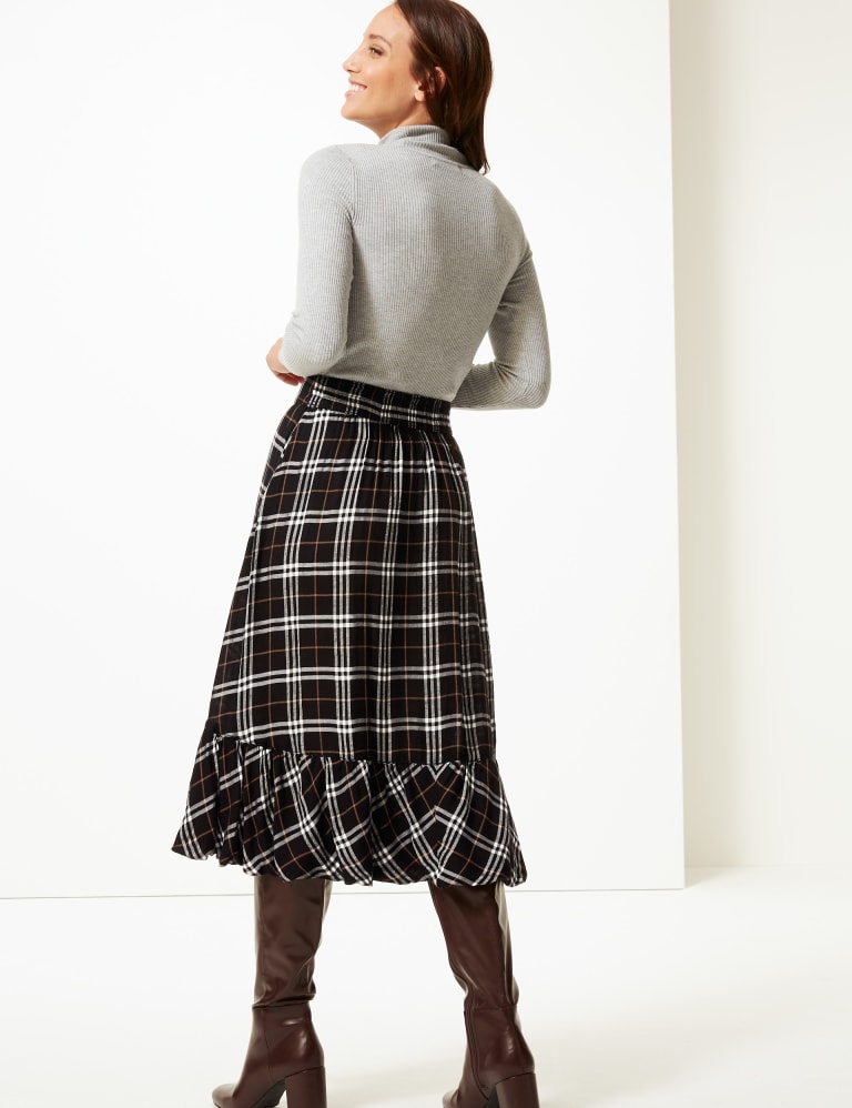 Checked Midi Skirt