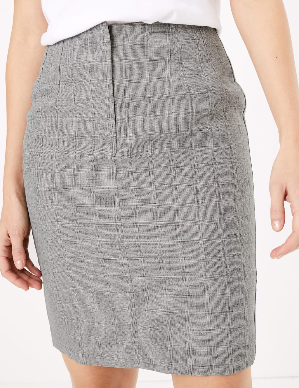 Women's Grey Checked Pencil Mini Skirt
