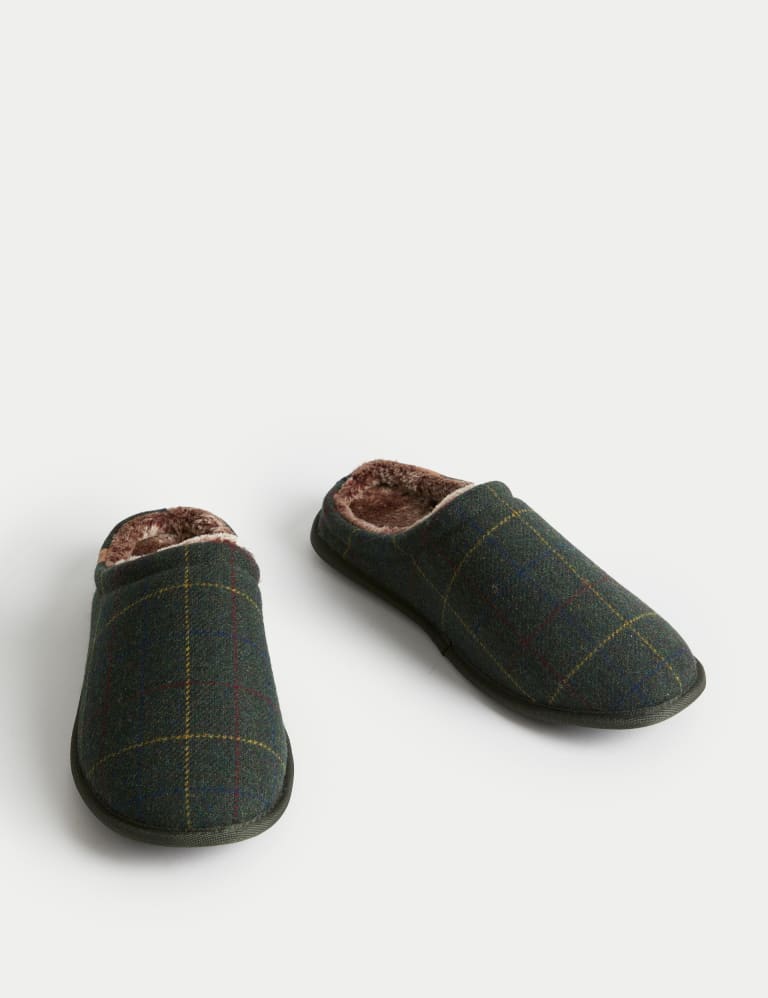 Checked Mule Slippers with Freshfeet M S Collection M S