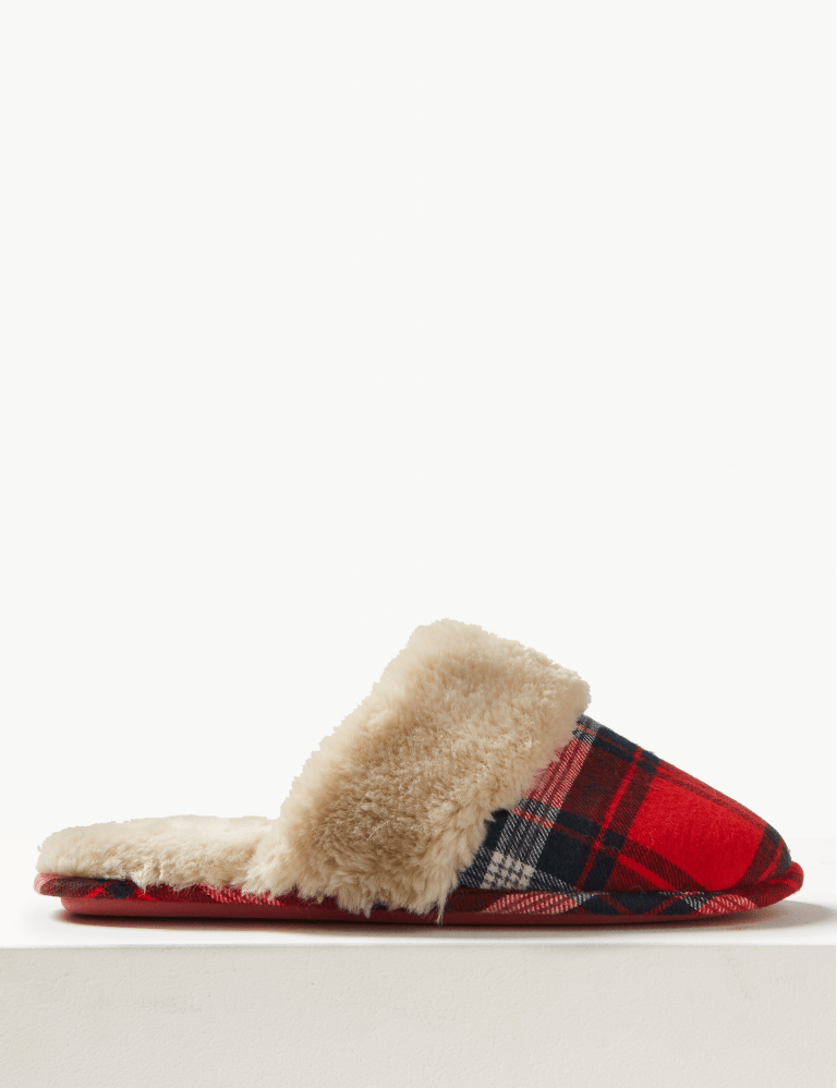 Checked Mule Slippers M S Collection M S