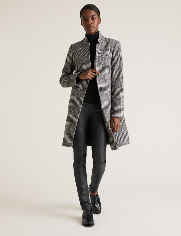 M&s checked coat top